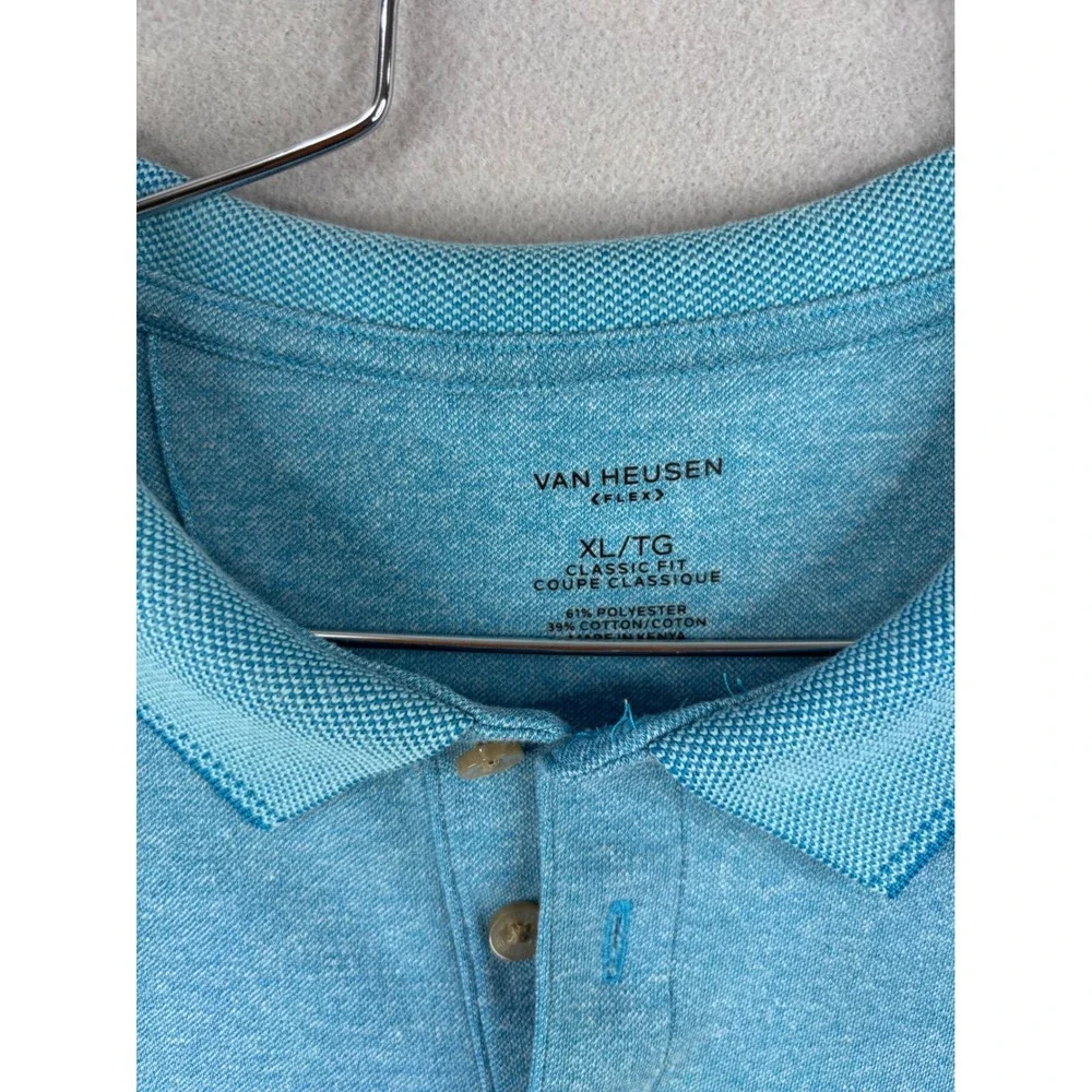 Van Heusen Flex Mens XL Classic Fit Polo Shirt Blue Heather Short Sleeve Pocket